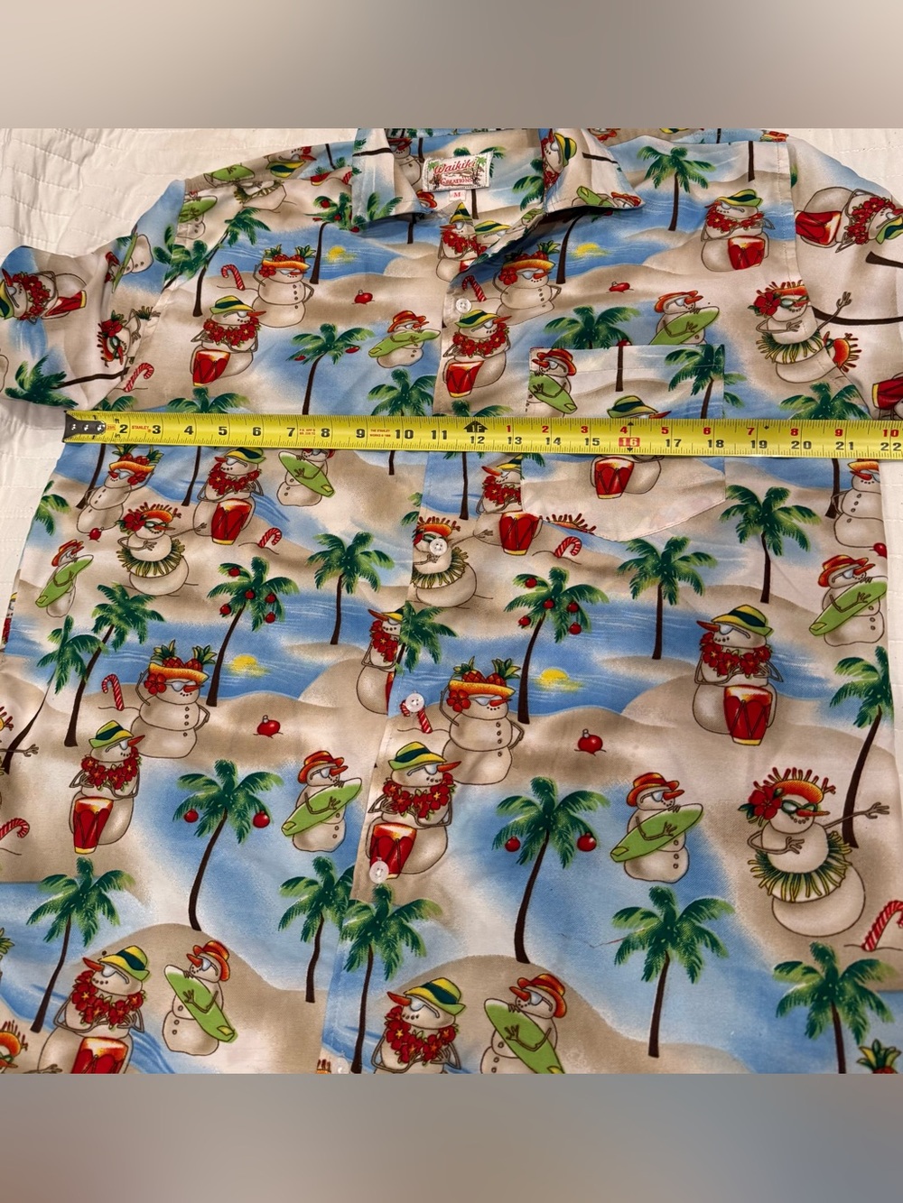 Waikiki Creations Christmas Santa Snowman Tropical Hawaiian Shirt Unisex Medium - Picture 7 of 8